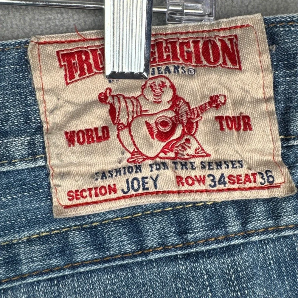 True Religion Joey Jeans Mens 34x36 World Tour Buddha‎ Embroidered Jeans Y2K USA